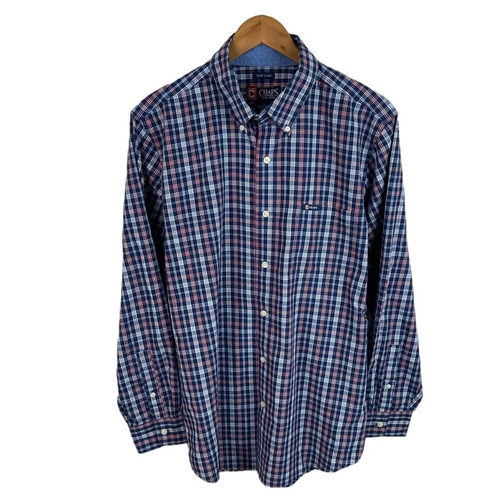 BF1020 Mens Chaps Ralph Lauren Easy Care Plaid Button Down Shirt L